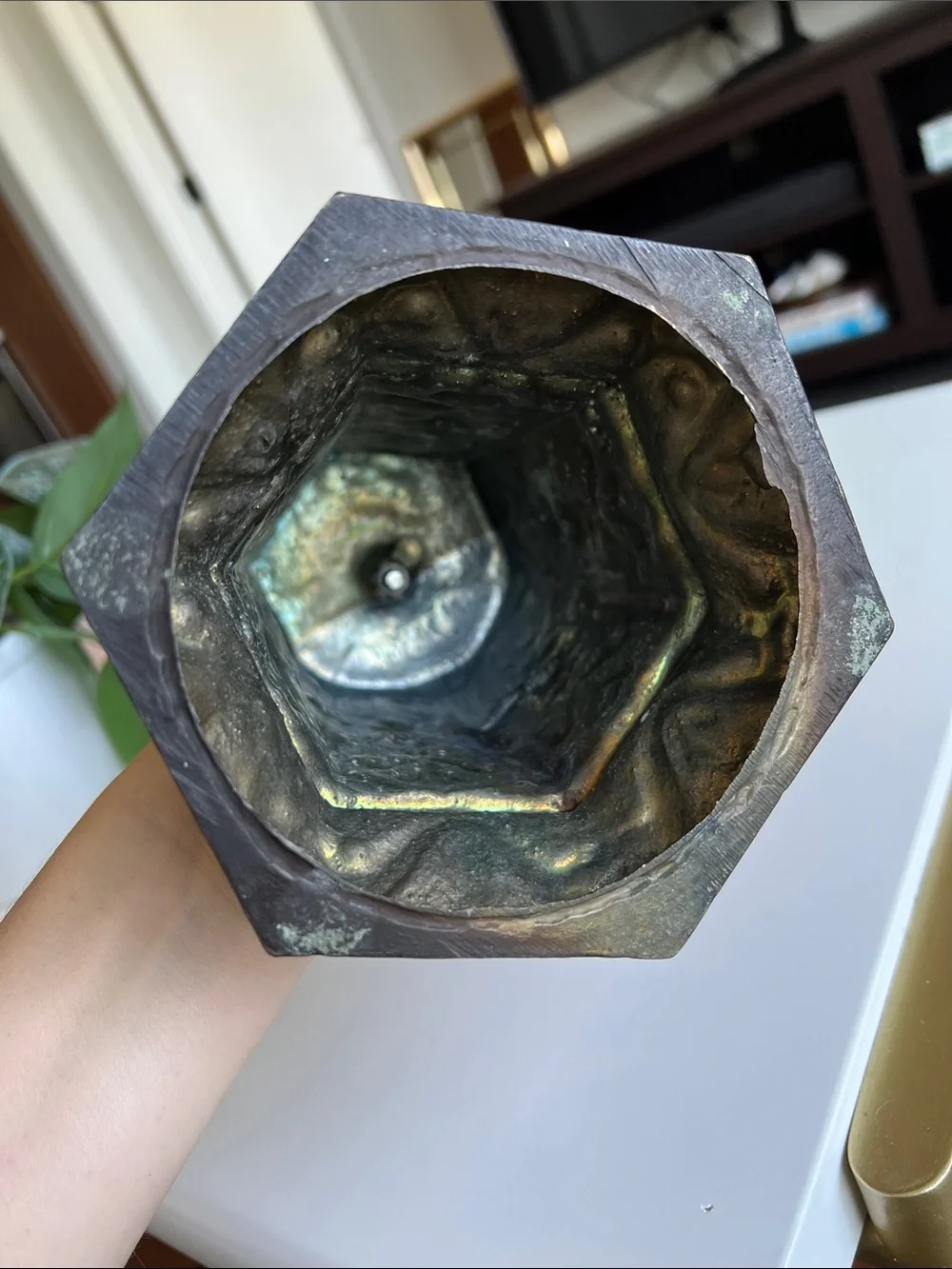 Vintage Ornate Metal Pillar Candle Holder Decor